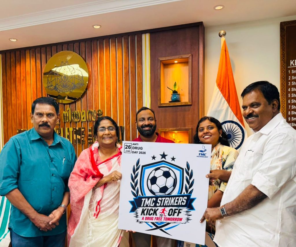 ടി.എം.സി,കിക് ഔട്ട് ഡ്രഗ്സ് ഫുട്ബോൾ മാച്ച് ലോഗോ പ്രകാശനം നടത്തി.